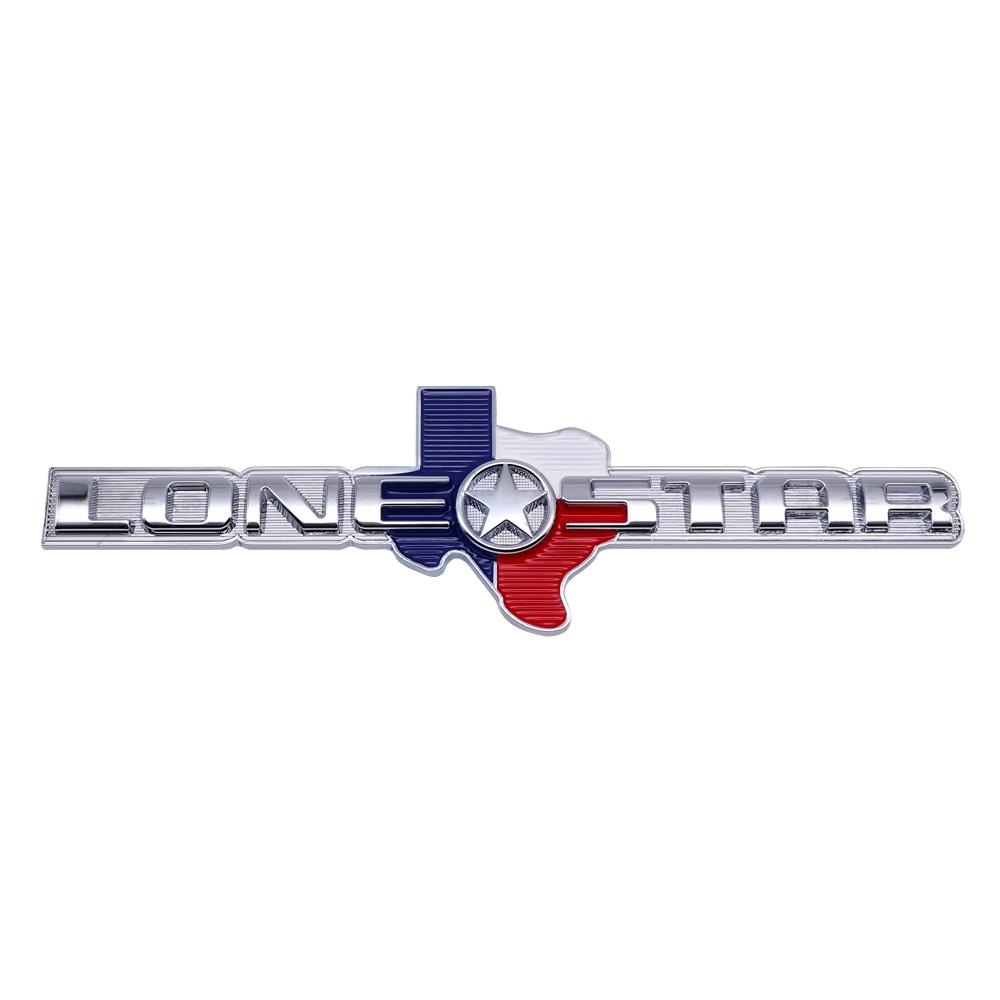 1 Stück Metall LONE STAR Texas Emblem Universelles Aufklebbare Fahrzeugplakette 3D Aufkleber für Auto LKW SUV Etc. silber