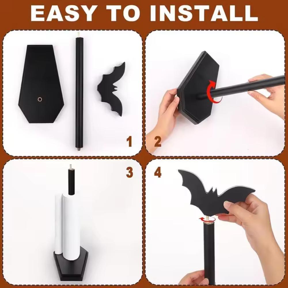 Acrylic Halloween Paper Towel Stand Gothic Paper Towel Rack Useful Bat Tissue Holder  Countertop