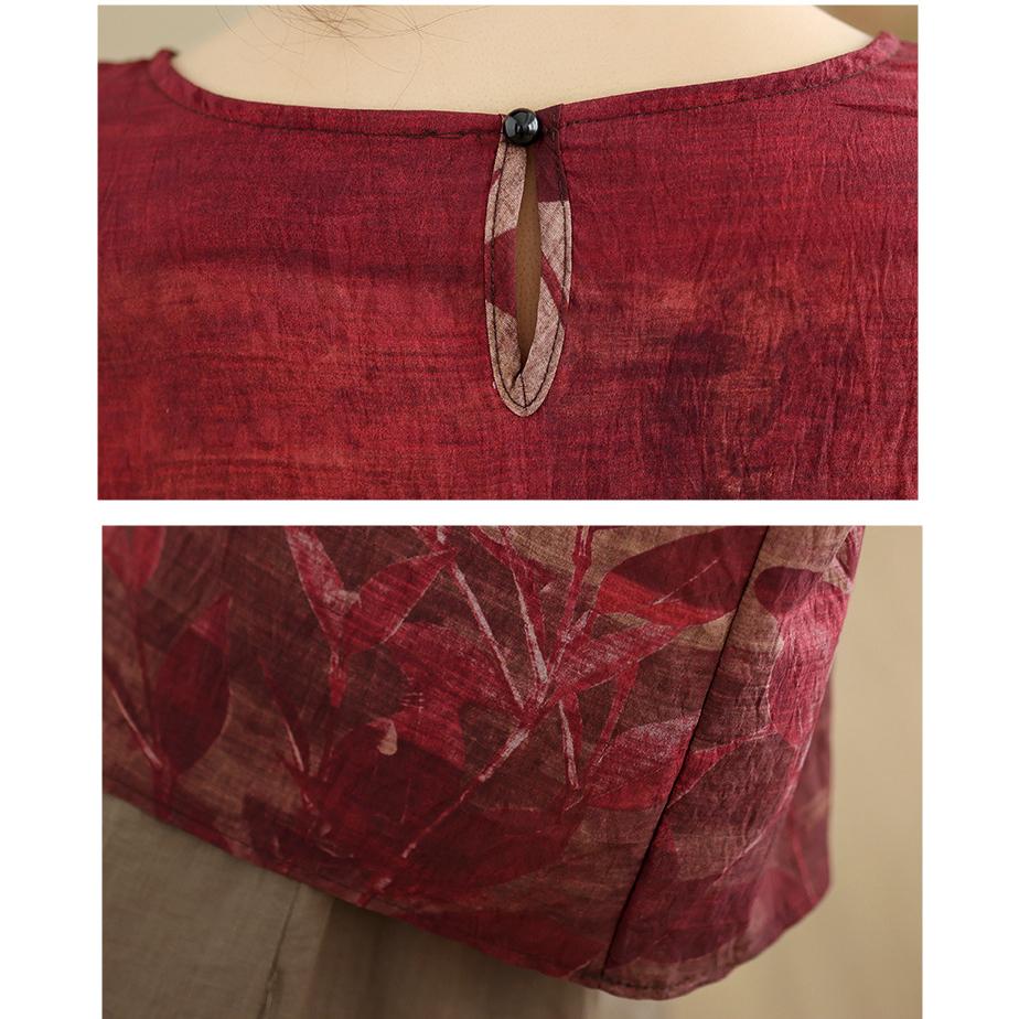 Summer Elegant Vintage Style Cotton Linen Soft Thin T-Shirts for Women Casual Loose Round Neck Half Sleeve Breathable Summer Tops