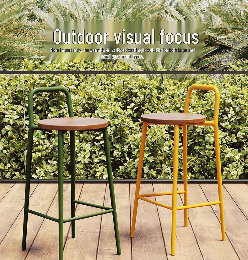 Nordic Modern Minimalist Designer Outdoor Bar Stool with Backrest
