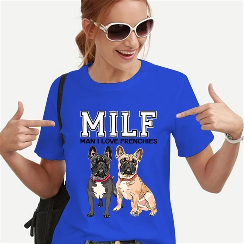 T Shirt for Women Teens Tees French Bulldog Printing Multi Color Unisex Clothes Vintage Men's Streetwear Daily Style Fashion