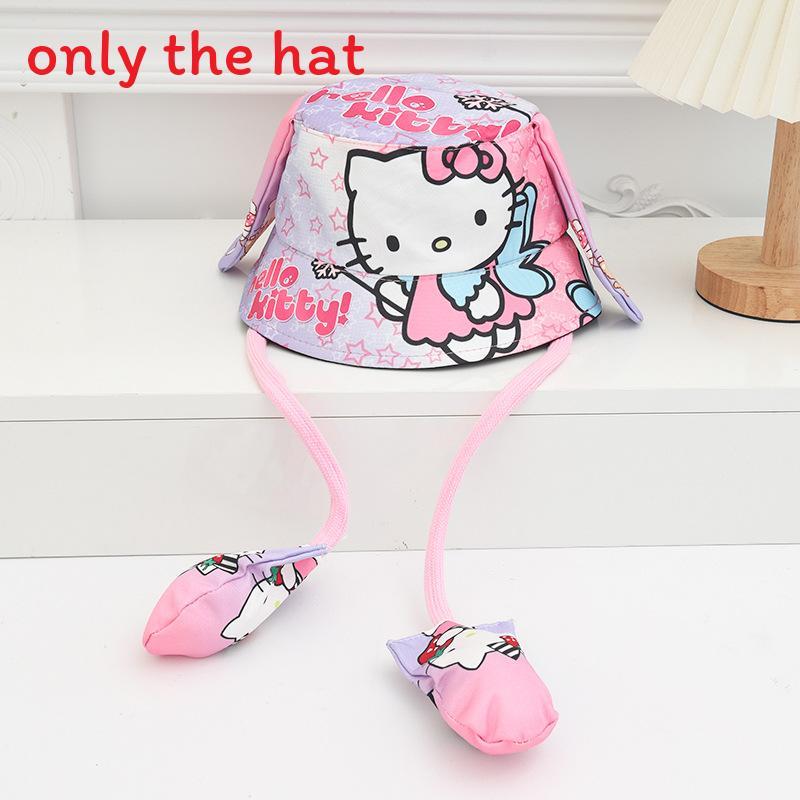 Cartoon Fisherman Hat For Kids With 3d Ears And Stitch Spider Man Print Design Summer Sun Protection Cotton Polyester