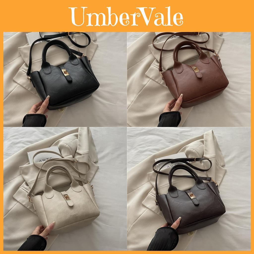 Womens Pu Water Bucket Bag With Lock Closure For Daily Use
