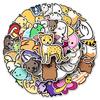 50 Cartoon Animal Stickers Set: Cute, Hand-Painted, Waterproof Decorative for Stationery & Planners