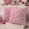 Soft Plush Cushion Cases Throw Pillow Cover Heart Embroidery Case with 3D Bowknot Jacquard Decorative Pillows for Anniversary Fluffy Couch