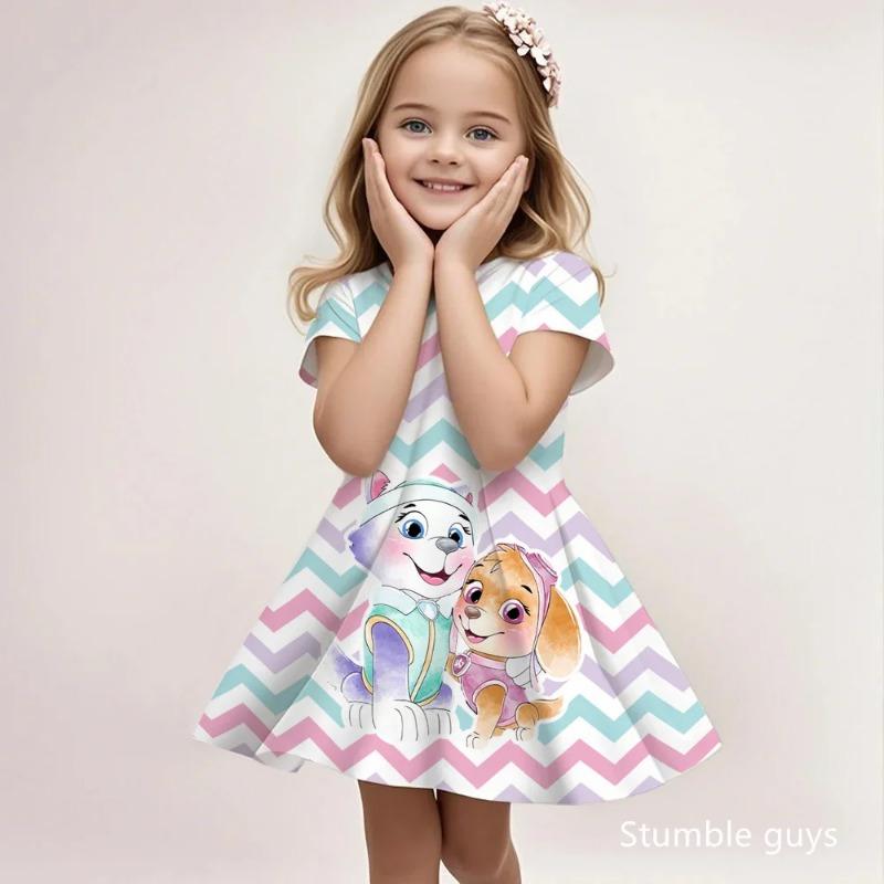 

Summer Casual Kids Dress Paw Patrol Cute Ruffle Sleeve Design Lightweight Soft 110