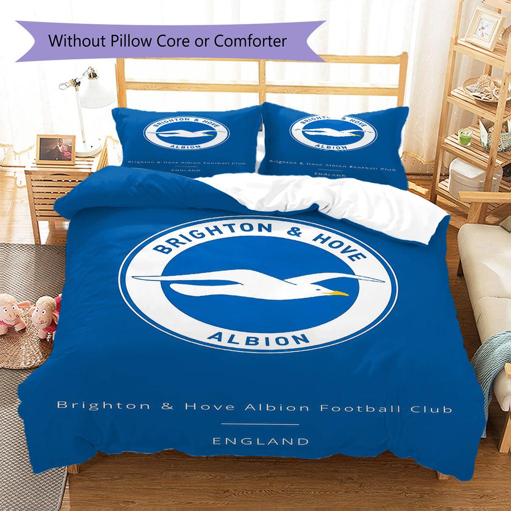Brighton & Hove Albion Pattern Bedding,Quilt Set Quilt Cover Pillowcase Home Birthday Gift(1 * Duvet Cover + 2 * Pillowcase, Without Core)