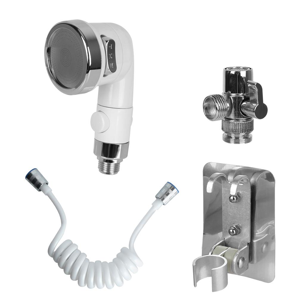 

For Home Bathroom Kitchen Faucet Diverter Valve Faucet Adapter Set Handheld Set 3 Modes Shower Head Nozzles With Pipe Switch белый