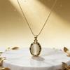 2025 European & American INS Style Clavicle Chain: Light Luxury Vintage Oval Cat's Eye Stone Pendant In Titanium Steel