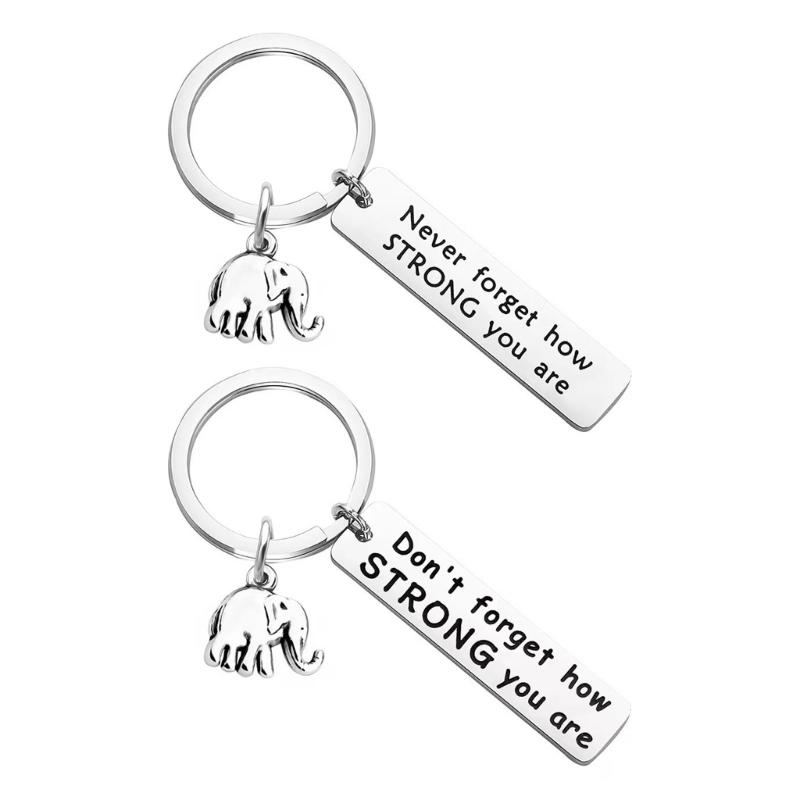 Handcraft Elephant Keychain With Inspirational Message Strength Wisdoms Symbol Desk Ornament Thoughtful Gift