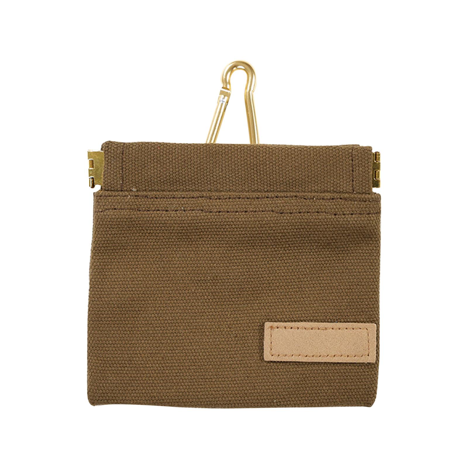 

Canvas Zippered Pouch with Metal Clip Durable Square Bag for Travel Outdoor Storage and Everyday Use One Size