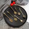 6PCS/Set Vintage Court Coffee Spoon Ice Cream Spoon Jam Spoon Dessert Spoon Crystal Head Tableware Set Gift Crafts