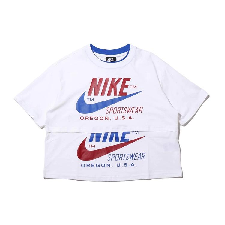 (WMNS) Nike logo Splicing Short Sleeve US Edition White Women s CJ2040-100 M