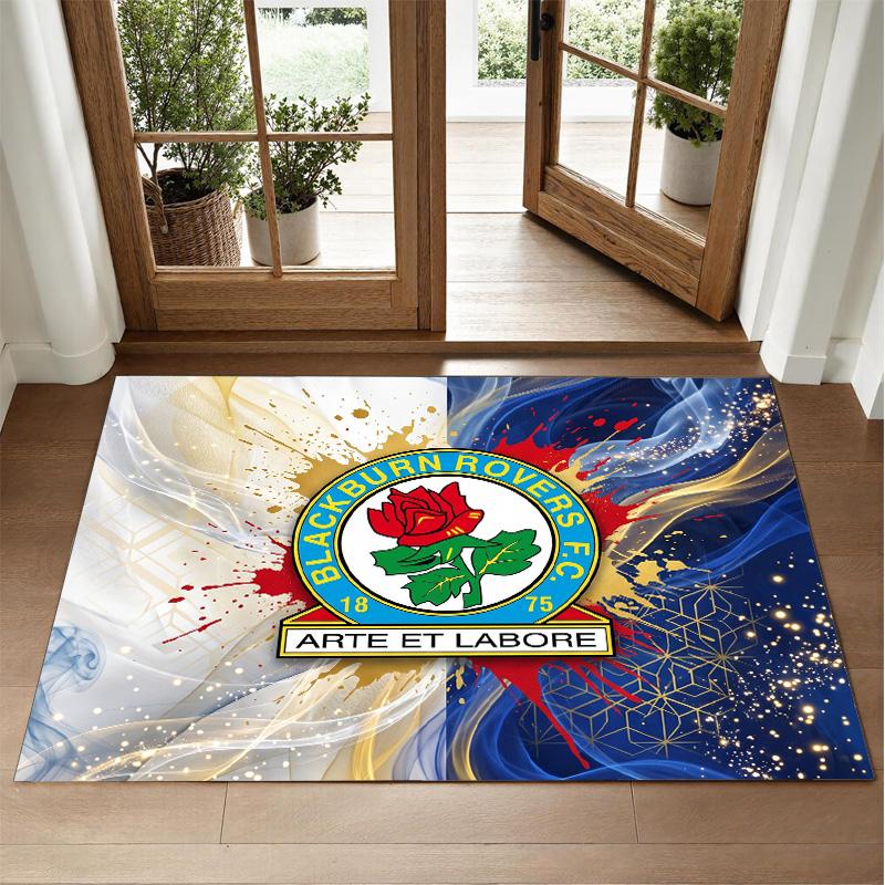 Blackburn Rovers Football Design Crystal Velvet Rug Soft Decorative Mat for Bedroom Entrance
