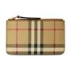 Check Vintage Checkered Pattern Zipper Closure Calfskin Coin Purse Wallet Female Beige