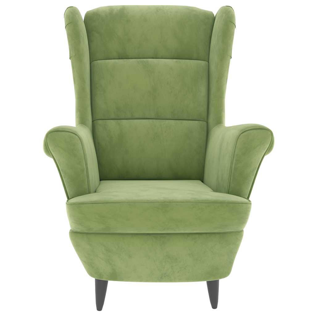 Armchair with Footstool Light Green Velvet
