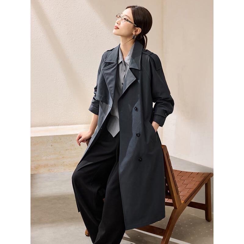 Mohanyimei Women s Professional Lapel Waist-Cinching Trench Coat L