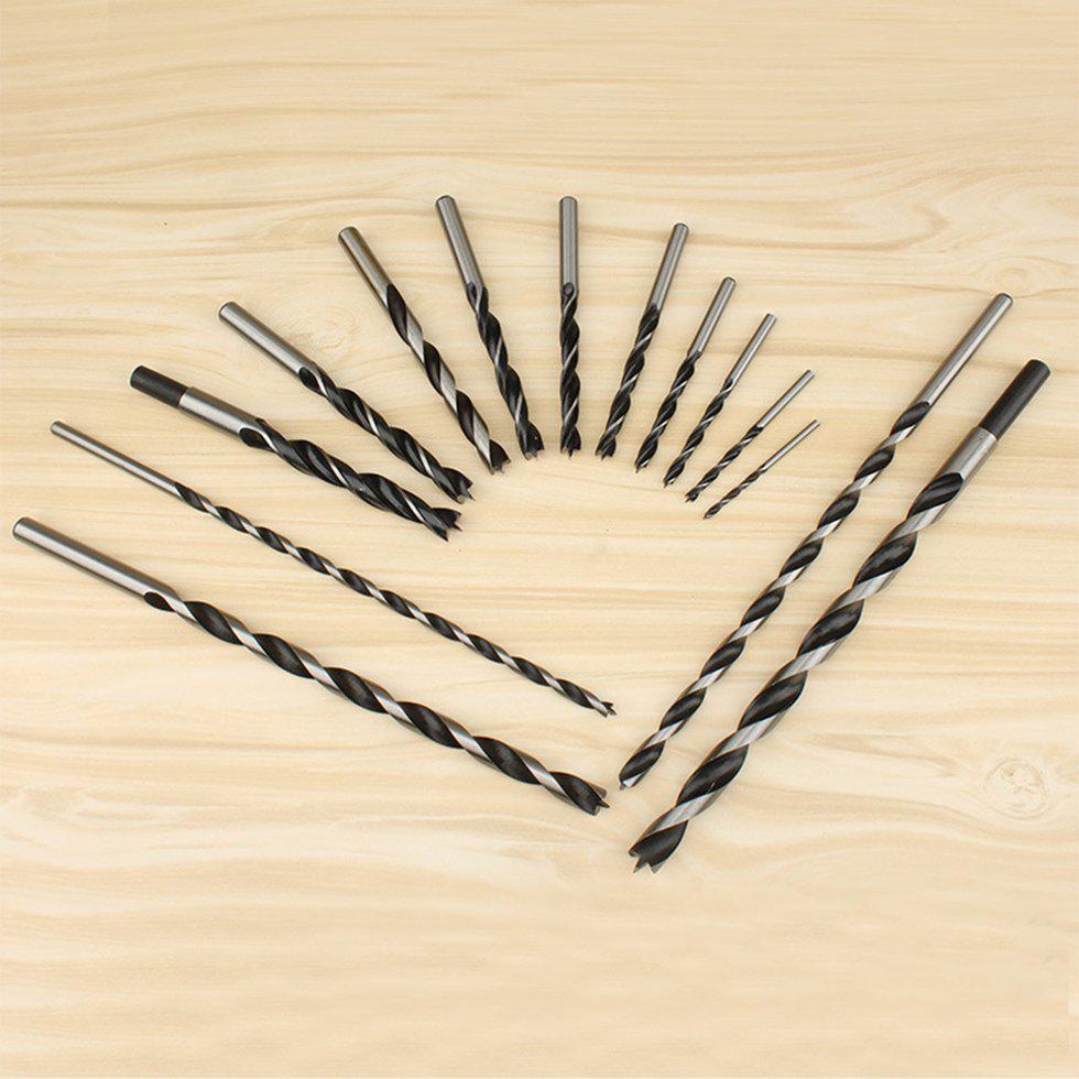 6-12*250mm Long Straight Shank Drilling Three-point Woodworking Drill Bits Tool