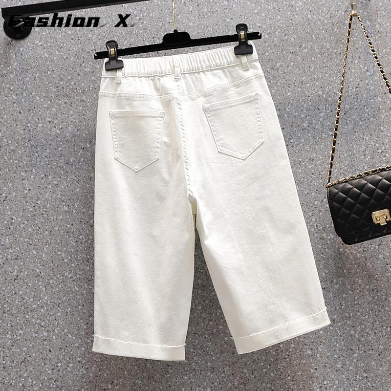 Jeans-Shorts in Übergröße für Damen, übergroß, lockere, lässige Jeans-Stretch-Freizeithose