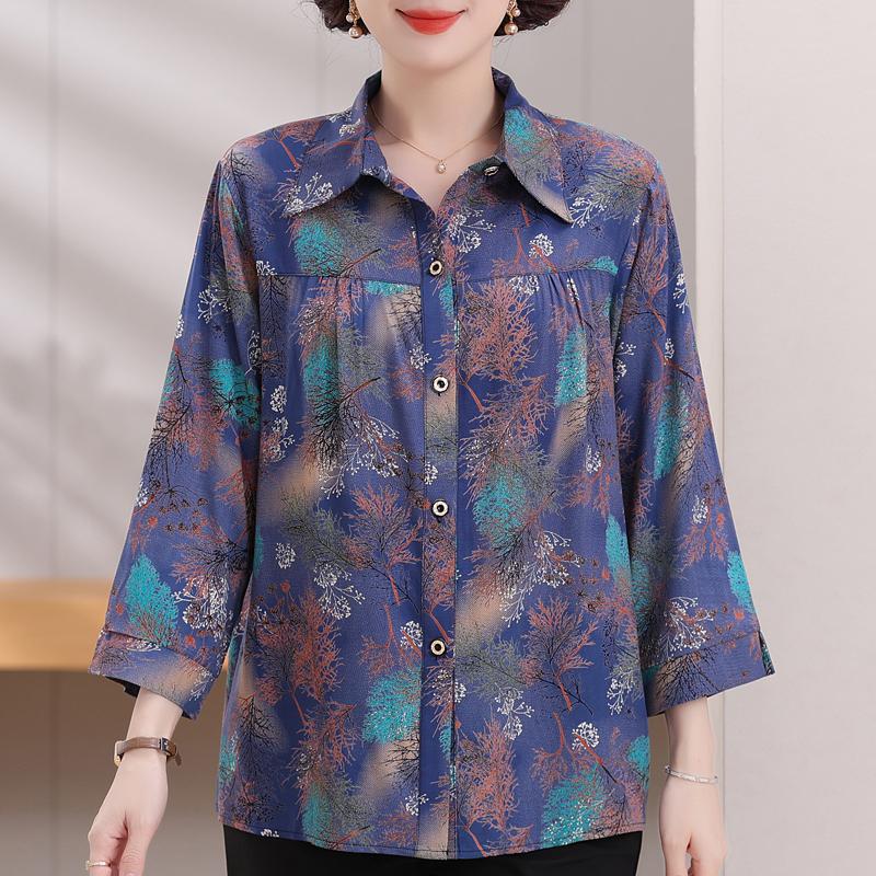 

Жіночі елегантні блузки великих розмірів XL-7XL, повсякденна вільна літня сорочка з вінтажним принтом і довгим рукавом 6XL