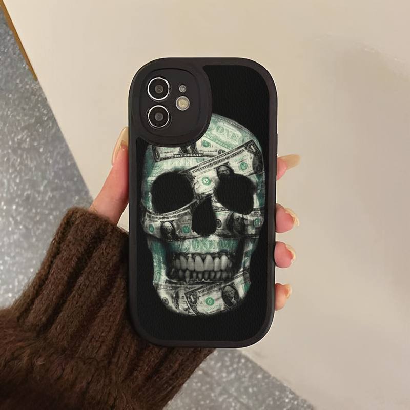 

Чехол для телефона Yinuoda Funny Skull Currency, жесткий кожаный чехол для iPhone 13, 12, Mini, 11, 14, Pro, Max, Xs, X, Xr, 7, 8, Plus, 6, 6s, Se iphone11