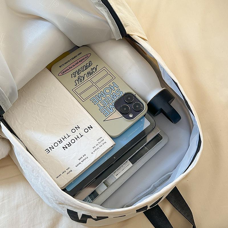 Women's Letter Backpack Junior High School Students Lightweight Schoolbag Large Capacity Backpack