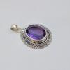Handmade Oval Amethyst Pendant, 925 Sterling Silver, Boho Anniversary Gift