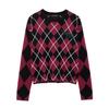 TAOP&ZA Women's Spring Commuting Fashion Diamond Knit Sweater