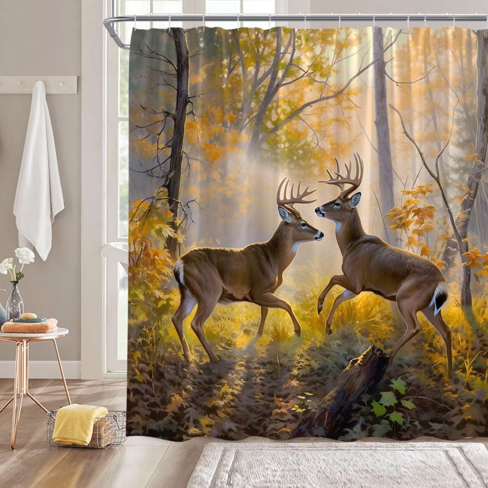 Western Horse Barn Door Shower Curtain Farm Animals Green Leaves Butterfly Bathroom Decor Fabric Bath Curtains with Hooks