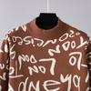 Autumn Winter Women High Neck Vintage Knitted Pullover Long Sleeve Letter Graffiti Sweater Dress