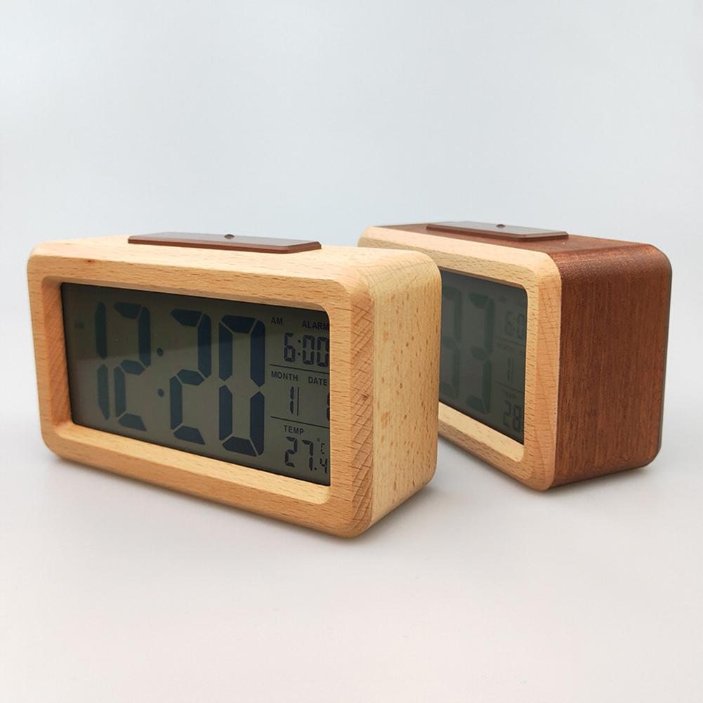 Light-Sensitive Clock Wooden Alarm Clock User-friendly