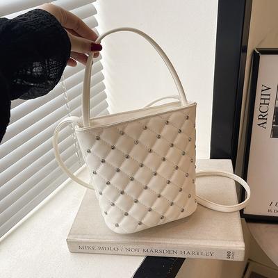 Hand Carry Diamond Bucket Bag, Burger Fashion High-end Shoulder Bag, Summer New Niche Portable Messenger Bag