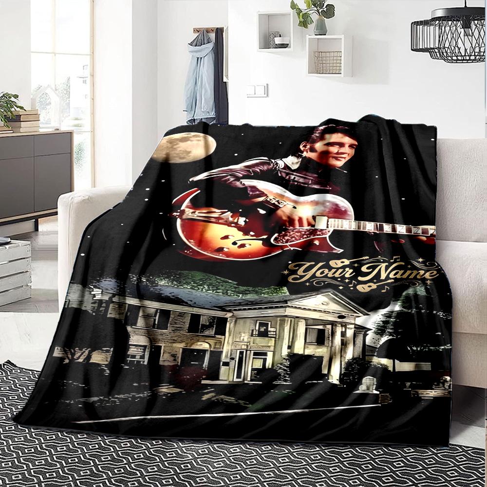 Elvis Presley Personalisierte Decke Überwurf Personalisierte Decke Langlebiger Komfort für Picknicks Wohnzimmer Sofa Nickerchen Vier Jahreszeiten Vielseitig
