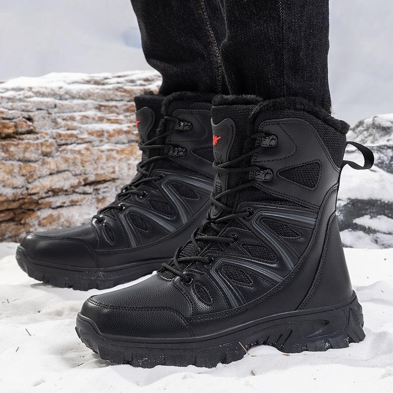 Mens Winter Boots Retro Combat Boots Anti Slip Wear-resistant Outdoor Boots High-top Non-slip Waterproof Wear-resistant Snow Boots