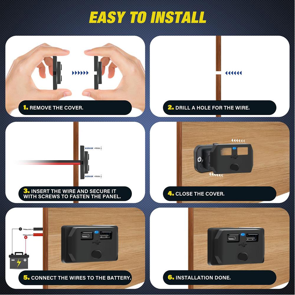 Car Charger 2 Port DC5V/3.1A 12V 24V USB Outlet Car Socket Power Outlet with Panel Mount Waterproof for Car Bus RV Truck