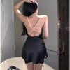 Hong Kong Style Backless Pearl Chain Strap Summer Dress - Slim Fit Hip-Hugging Short Skirt for Women