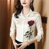 Spring Women Blouse Silk Shirts Office Ladies Floral Shirts Fashion Printed Tops