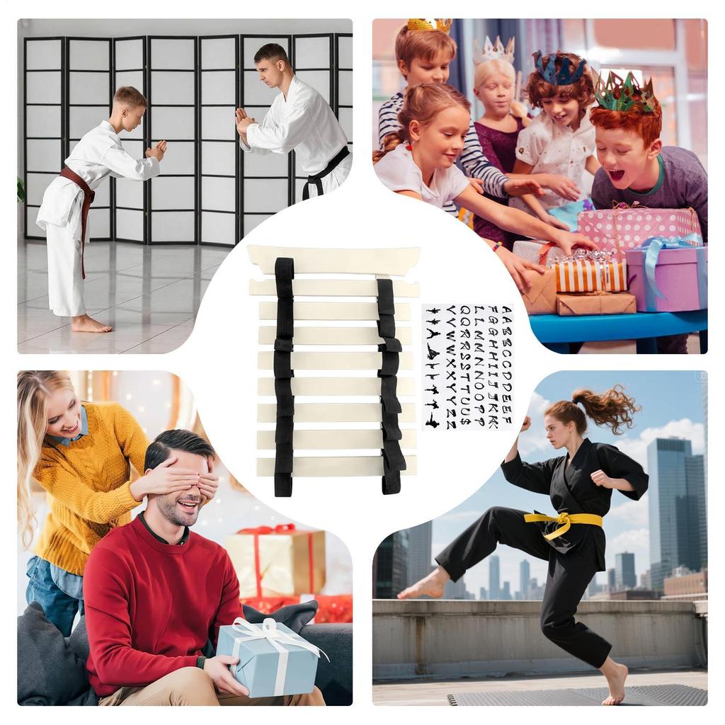 Karate Belt Display Holder Karate Belt Organizer With Hanger And Stickers Sports Equipment Storage Organizer Rack For Children