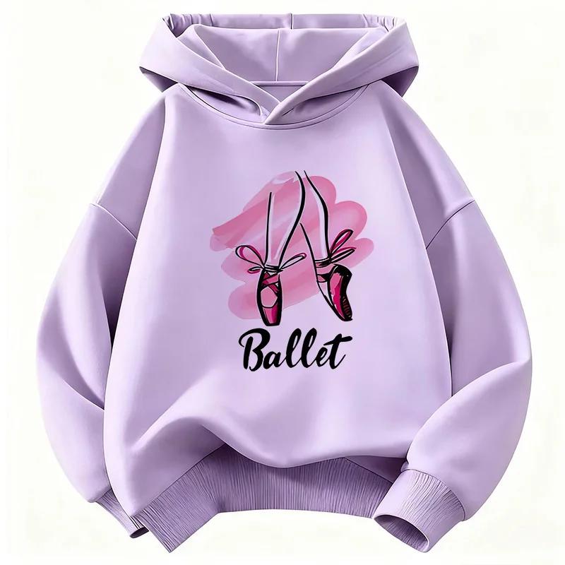 Fashion Ballet Dance Shoes Girls Hoodies Children's Sweatshirt Hoody Girls Autumn Spring Casual Hoodies