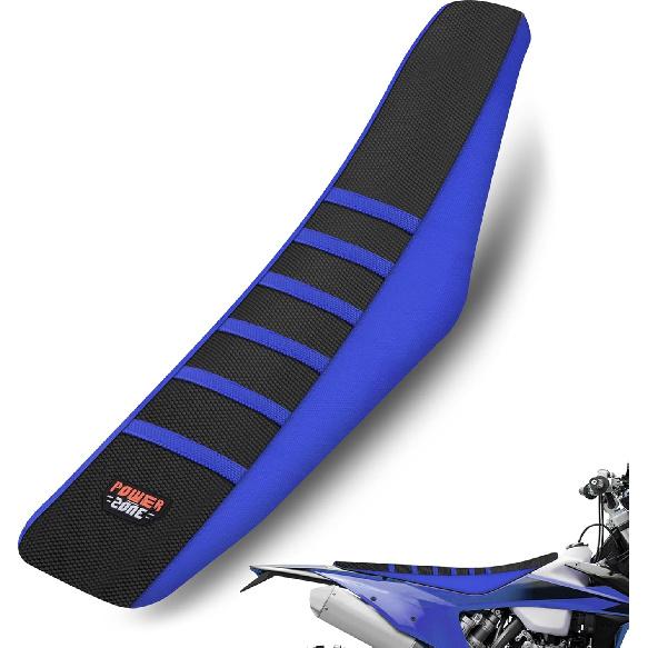 Dirt Bike Seat Cover Universal - Ribbed Gripper Pit Bike Seat Cover for Motorcycle Enduor Motocross White-Black