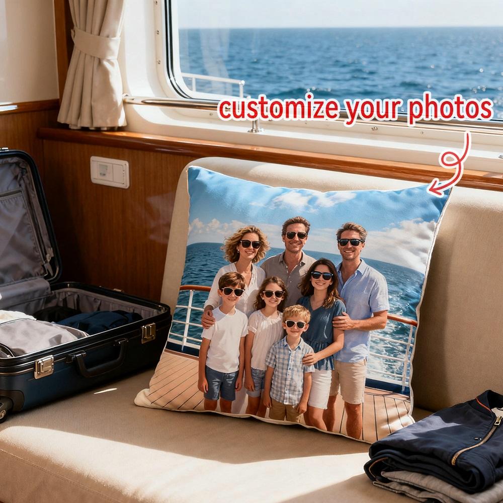 Winter 1 double-sided custom photo printed pillow cover - Personalized photo cushion cover with zipper closure, machine washed