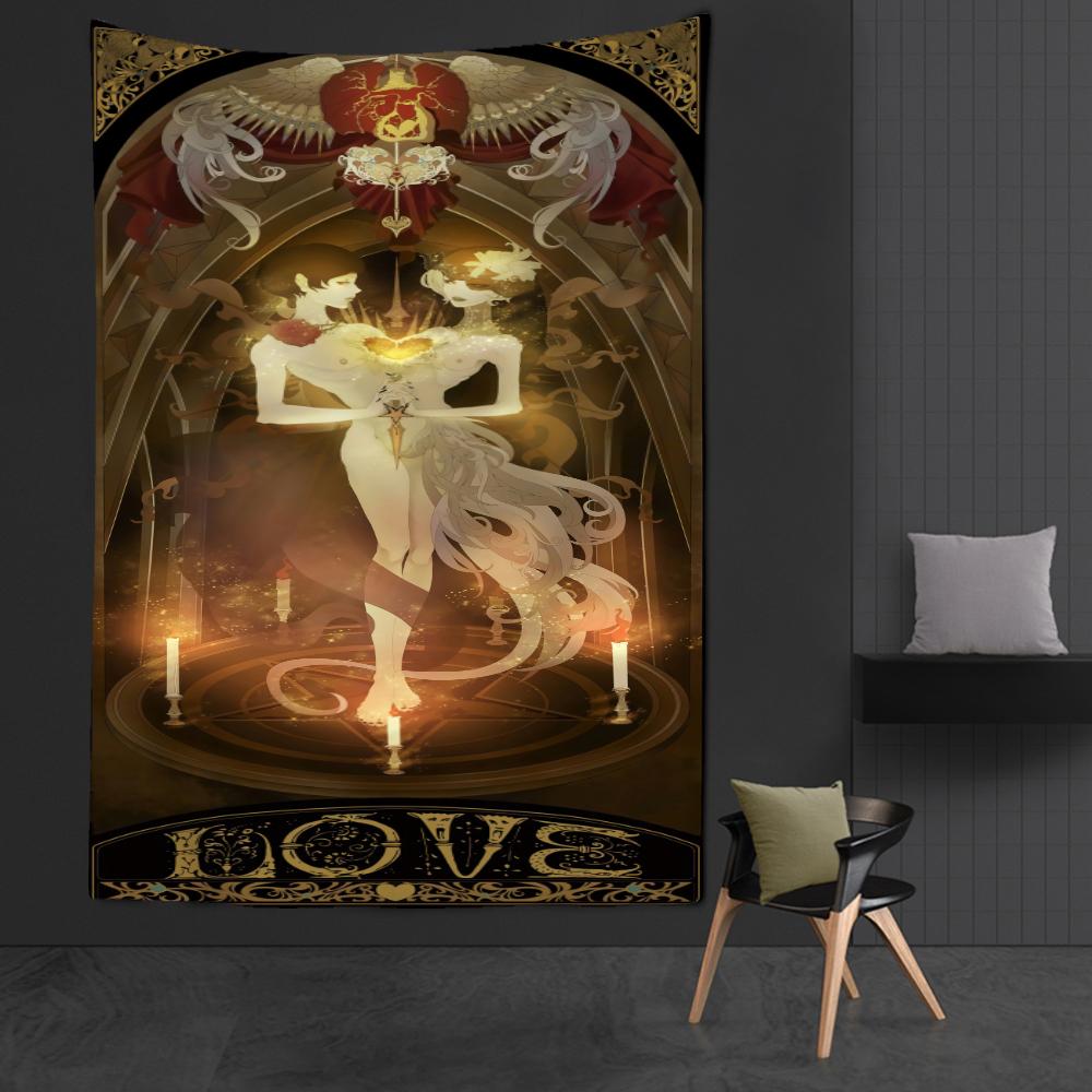 Tarot Tapestry Wall Hanging Witchcraft Hippie Beach Throw Rug Carpet Sun Moon Tapestries Bohemian Home Art Psychedelic Decor