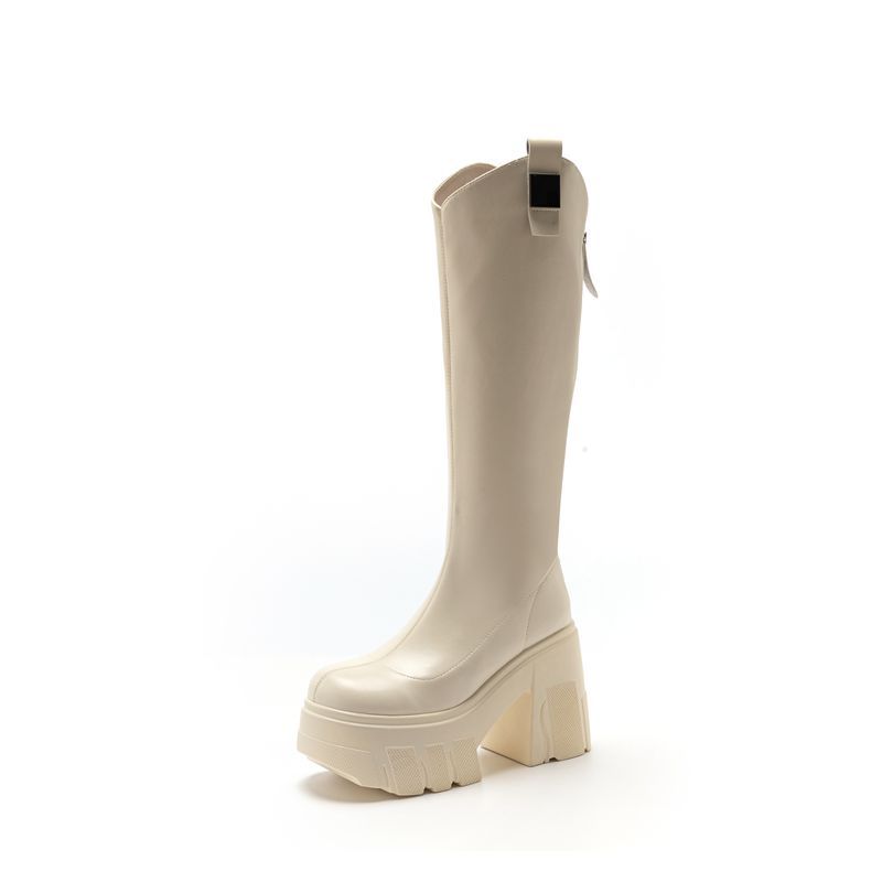 

Super high heel boots, children s knee boots, new knight boots, thick-soled thin boots, thick heel heel heightened long tube 34 бежевый
