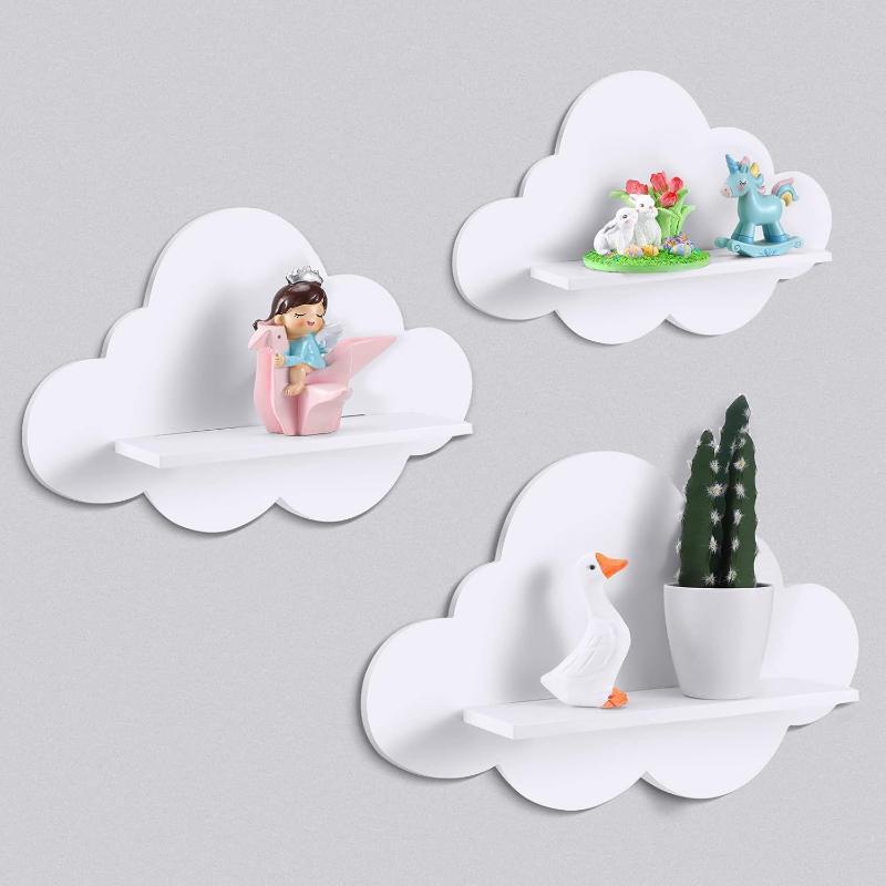Modern Style Wooden Wall Storage Rack Durable Stable Cloud Shape Shelf Minimalist Wall Mounted Shelves Storage