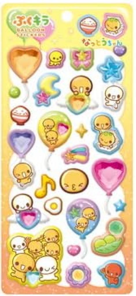 Puku Kira Balloon Sticker Set Heisei Retro Fuwa Magical 4-Piece - (Fuwa Rabi-chan, Myu-chan, Ham-chan's World, Natto-chan)