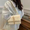 Summer Chain Simple Embroidery Thread Solid Color Trendy Casual Retro New One-shoulder Crossbody Small Square Bag for Women