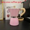Caffettiera Moderna Minimalista in Alluminio con Manico in Legno per la Preparazione in Casa