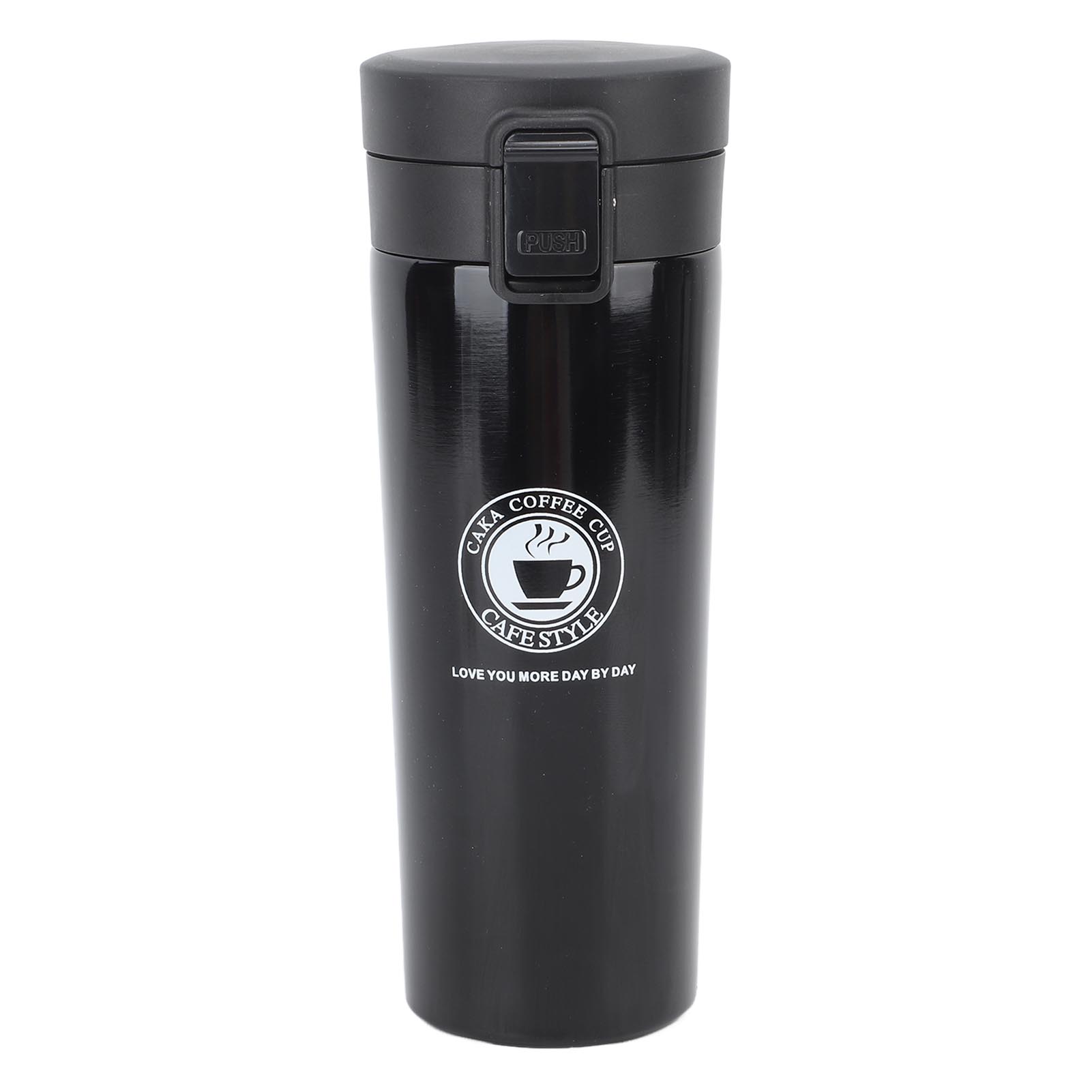 

Изолированная кофейная кружка из нержавеющей стали, дорожная кофейная чашка, портативная изолированная автомобильная кофейная чашка с крышкой 500ML чёрный