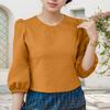 ZANZEA Women Casual Round Neck Solid Color 3/4 Sleeve Blouse