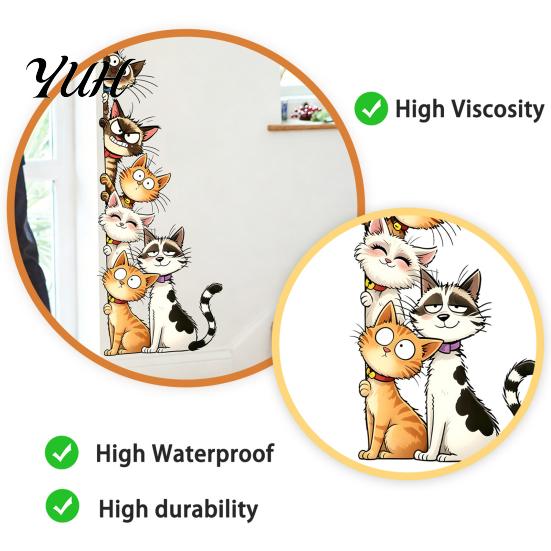 Cartoon Cat or Dog Wall Art Cute Cats/Dogs Stickers, Waterproof PVC Decals, Peel And Durable Outdoor Window Decals Stick Decorative Murals for Nursery